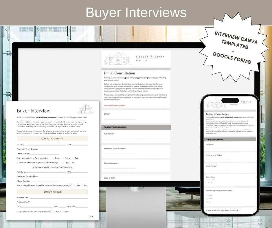 Buyer and Seller Interview Bundle Google Forms and Canva Templates